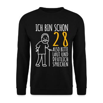 28 Geburtstag Mann Geschenk Lustig 28er 28 Jahre - Unisex Pullover - Schwarz - Vorne - Alina (178cm) & Michal (187cm)