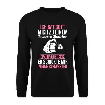 Geschwister Familie Schwestern Schwester - Unisex Pullover - Schwarz - Vorne - Alina (178cm) & Michal (187cm)