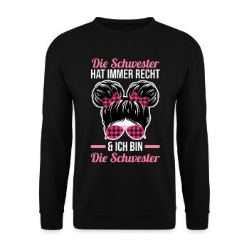 Geschwister Familie Schwestern Schwester - Unisex Pullover - Schwarz - Vorne - Alina (178cm) & Michal (187cm)