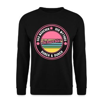 Geschwister Familie Schwestern Schwester - Unisex Pullover - Schwarz - Vorne - Alina (178cm) & Michal (187cm)
