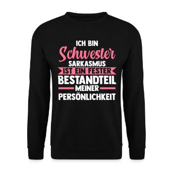 Geschwister Familie Schwestern Schwester - Unisex Pullover - Schwarz - Vorne - Alina (178cm) & Michal (187cm)