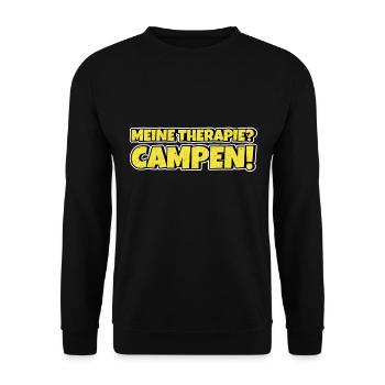 Campen Therapie Lustiger Spruch - Unisex Pullover - Schwarz - Vorne - Alina (178cm) & Michal (187cm)
