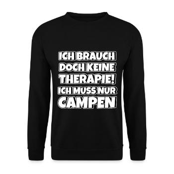 Campen Therapie Lustiger Spruch - Unisex Pullover - Schwarz - Vorne - Alina (178cm) & Michal (187cm)