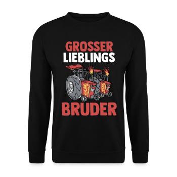 Geschwister Familie Traktor Brüder Bruder - Unisex Pullover - Schwarz - Vorne - Alina (178cm) & Michal (187cm)