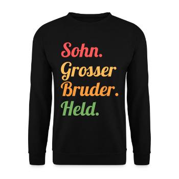 Geschwister Familie Brüder Bruder - Unisex Pullover - Schwarz - Vorne - Alina (178cm) & Michal (187cm)