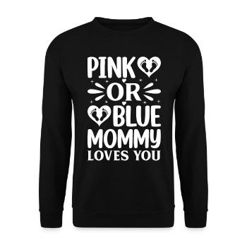 Baby Shower Gender Reveal - Pink Or Blue Mommy Lov - Unisex Pullover - Schwarz - Vorne - Alina (178cm) & Michal (187cm)