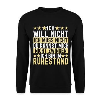 Ruhestand Rente - Unisex Pullover - Schwarz - Vorne - Alina (178cm) & Michal (187cm)