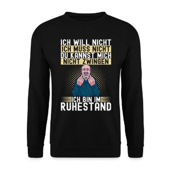 Ruhestand Rente - Unisex Pullover - Schwarz - Vorne - Alina (178cm) & Michal (187cm)
