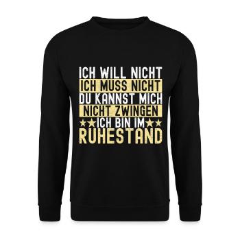 Ruhestand Rente - Unisex Pullover - Schwarz - Vorne - Alina (178cm) & Michal (187cm)
