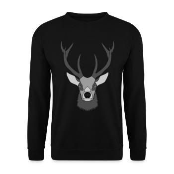 Rothirsch Geweih mit Hirschgeweih - Unisex Pullover - Schwarz - Vorne - Alina (178cm) & Michal (187cm)