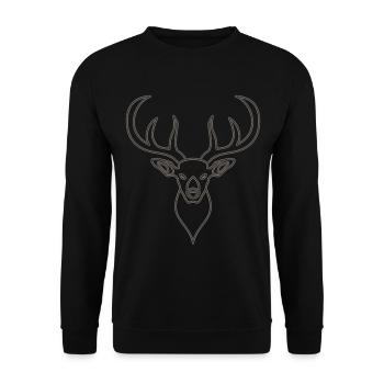 Rothirsch Geweih mit Hirschgeweih - Unisex Pullover - Schwarz - Vorne - Alina (178cm) & Michal (187cm)