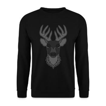 Rothirsch Geweih mit Hirschgeweih - Unisex Pullover - Schwarz - Vorne - Alina (178cm) & Michal (187cm)