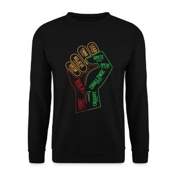 Faust Stark Melanated Educate Dream Believe - Unisex Pullover - Schwarz - Vorne - Alina (178cm) & Michal (187cm)