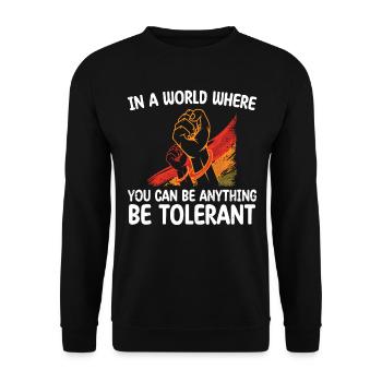 In a world where you can be anything freedom - Unisex Sweatshirt - black - Front - Alina (178cm) & Michal (187cm)