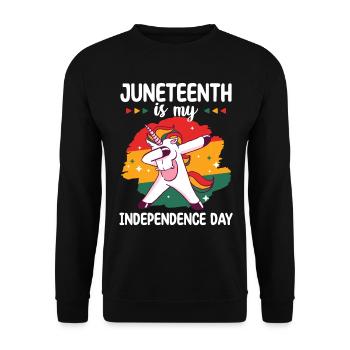 Juneteenth is my independence day unicorn - Unisex Sweatshirt - black - Front - Alina (178cm) & Michal (187cm)