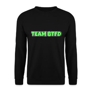 Team BTFD Buy The Dip Crypto Stonk Meme Funny - Unisex Sweatshirt - black - Front - Alina (178cm) & Michal (187cm)