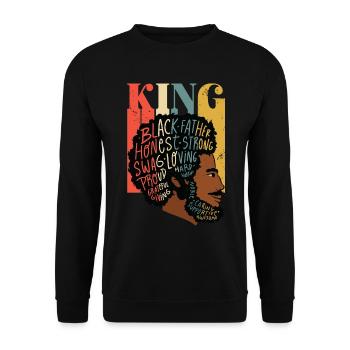King Proud Melanated Dad Black Father’s Day - Sweat-shirt Unisexe - noir - Devant - Alina (178cm) & Michal (187cm)