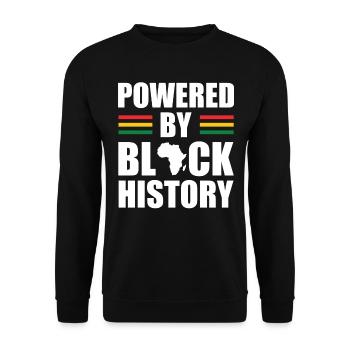 Powered By Black History Independence Day - Unisex Sweatshirt - black - Front - Alina (178cm) & Michal (187cm)