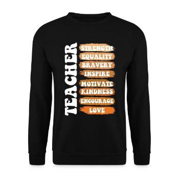 Teacher Strength Equality Pride Melanated - Unisex Sweatshirt - black - Front - Alina (178cm) & Michal (187cm)