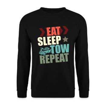 Eat Sleep Tow Wiederholen Abschleppwagen - Unisex Pullover - Schwarz - Vorne - Alina (178cm) & Michal (187cm)