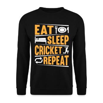 Eat Sleep Cricket Repeat - Playing Cricket Player - Unisex Pullover - Schwarz - Vorne - Alina (178cm) & Michal (187cm)