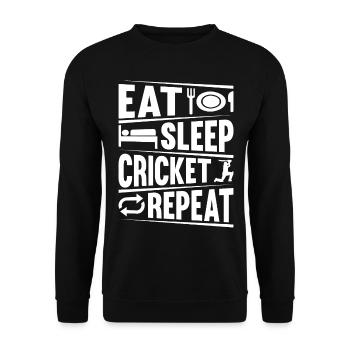 Cricket Jouer au cricket Joueur de cricket - Eat Sleep Cric - Sweat-shirt Unisexe - noir - Devant - Alina (178cm) & Michal (187cm)