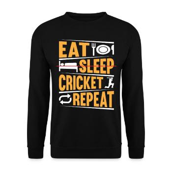 Eat Sleep Cricket Repeat - Playing Cricket Player - Unisex Pullover - Schwarz - Vorne - Alina (178cm) & Michal (187cm)