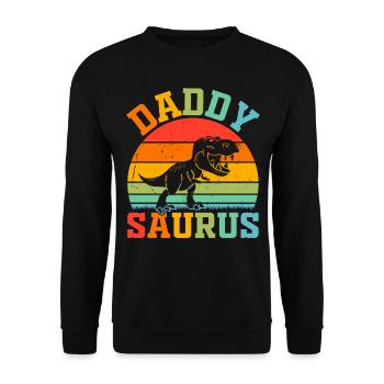 Papasaurus Dino Daddy Dinosaur Papa Dino - Dadd - Unisex Sweatshirt - black - Front - Alina (178cm) & Michal (187cm)