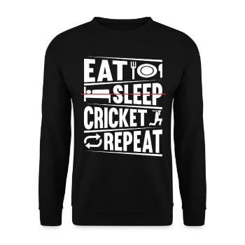 Cricket Drôle de joueur de cricket - Eat Sleep Cricke - Sweat-shirt Unisexe - noir - Devant - Alina (178cm) & Michal (187cm)
