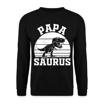 Papa Saurus Papa Dinosaure - Papasaurus - Sweat-shirt Unisexe - noir - Devant - Alina (178cm) & Michal (187cm)