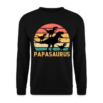Papasaurus Papa With Three Kids - Papa Saurus Papa - Unisex Sweatshirt - black - Front - Alina (178cm) & Michal (187cm)