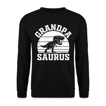 Grandpa Saurus Grandpa Dinosaur - Grandpasaurus - Unisex Sweatshirt - black - Front - Alina (178cm) & Michal (187cm)