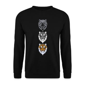 Tiger Art Tiger Head Animal Motif with Wildlife - Unisex Sweatshirt - black - Front - Alina (178cm) & Michal (187cm)