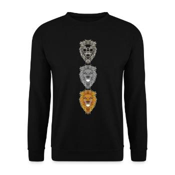 Lion Animal Head Predator Animal Motif with Wildlife - Unisex Sweatshirt - black - Front - Alina (178cm) & Michal (187cm)