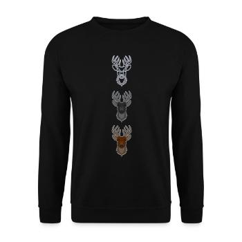 Rothirsch Geweih mit Hirschgeweih - Unisex Pullover - Schwarz - Vorne - Alina (178cm) & Michal (187cm)