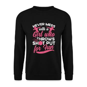 Une fille, le lancer du poids Tir d’athlétisme - Sweat-shirt Unisexe - noir - Devant - Alina (178cm) & Michal (187cm)
