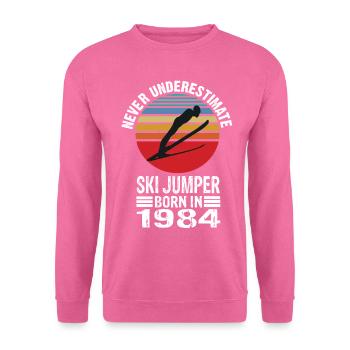 Never Underestimate Ski Jumper born in 1984 - Unisex Sweatshirt - pink - Front