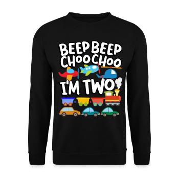 Beep Beep Choo Choo I’m Two Toy Train Car 2ème - Sweat-shirt Unisexe - noir - Devant - Alina (178cm) & Michal (187cm)
