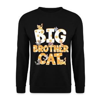 Großer Bruder Katze Bunte Katzen Lustiges - Unisex Pullover - Schwarz - Vorne - Alina (178cm) & Michal (187cm)
