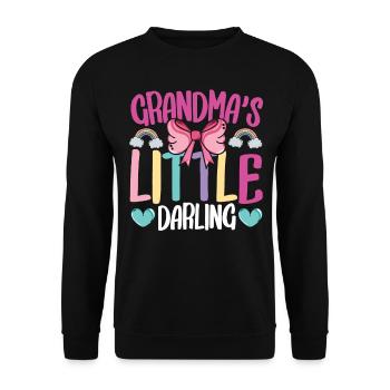 Grandma's Little Darling Kiddie Ribbon Hearts - Unisex Pullover - Schwarz - Vorne - Alina (178cm) & Michal (187cm)