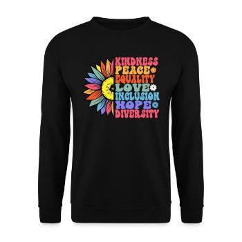 Kindness Peace Equality Love Hope - Unisex Sweatshirt - black - Front - Alina (178cm) & Michal (187cm)