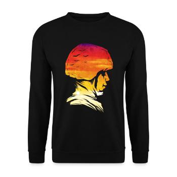 Soldier Head Helmet Sundown 4th Of July Veterans Day - Unisex Sweatshirt - black - Front - Alina (178cm) & Michal (187cm)