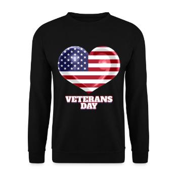 American Flag Heart For Veterans Day - Unisex Sweatshirt - black - Front - Alina (178cm) & Michal (187cm)