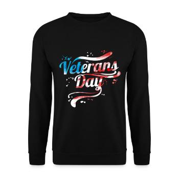US Flag Colored Logo For Veterans Day - Unisex Pullover - Schwarz - Vorne - Alina (178cm) & Michal (187cm)