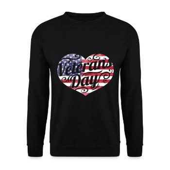 American Flag Heart for Veterans Day - Unisex Sweatshirt - black - Front - Alina (178cm) & Michal (187cm)