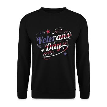 US Flag Colored Logo For Veterans Day - Unisex Pullover - Schwarz - Vorne - Alina (178cm) & Michal (187cm)