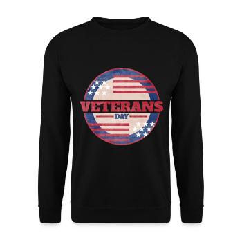 US Flag Round Logo For Veterans Day - Unisex Pullover - Schwarz - Vorne - Alina (178cm) & Michal (187cm)