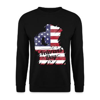 Patriotic Salute US Flag For Veterans Day - Unisex Pullover - Schwarz - Vorne - Alina (178cm) & Michal (187cm)