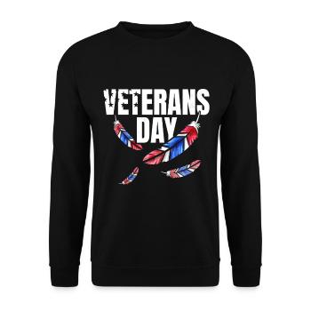 Red Blue And White Feathers For Veterans Day - Unisex Pullover - Schwarz - Vorne - Alina (178cm) & Michal (187cm)