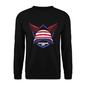 Patriotic Helmet And Wings On Veterans Day - Unisex Pullover - Schwarz - Vorne - Alina (178cm) & Michal (187cm)